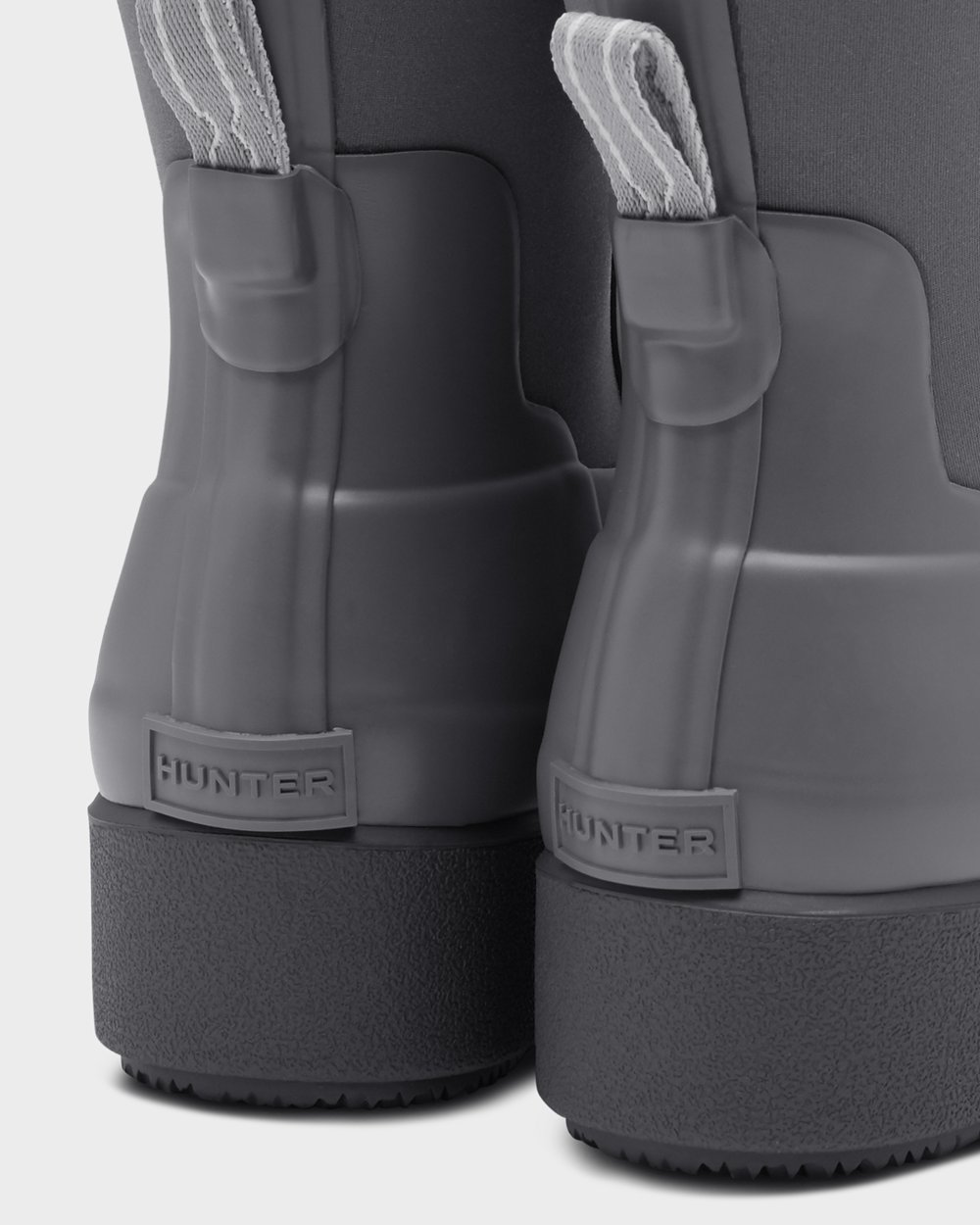 Kalosze Creeper Damskie - Hunter Refined Slim Fit Neoprene Chelsea - Szare - XQZV-78523